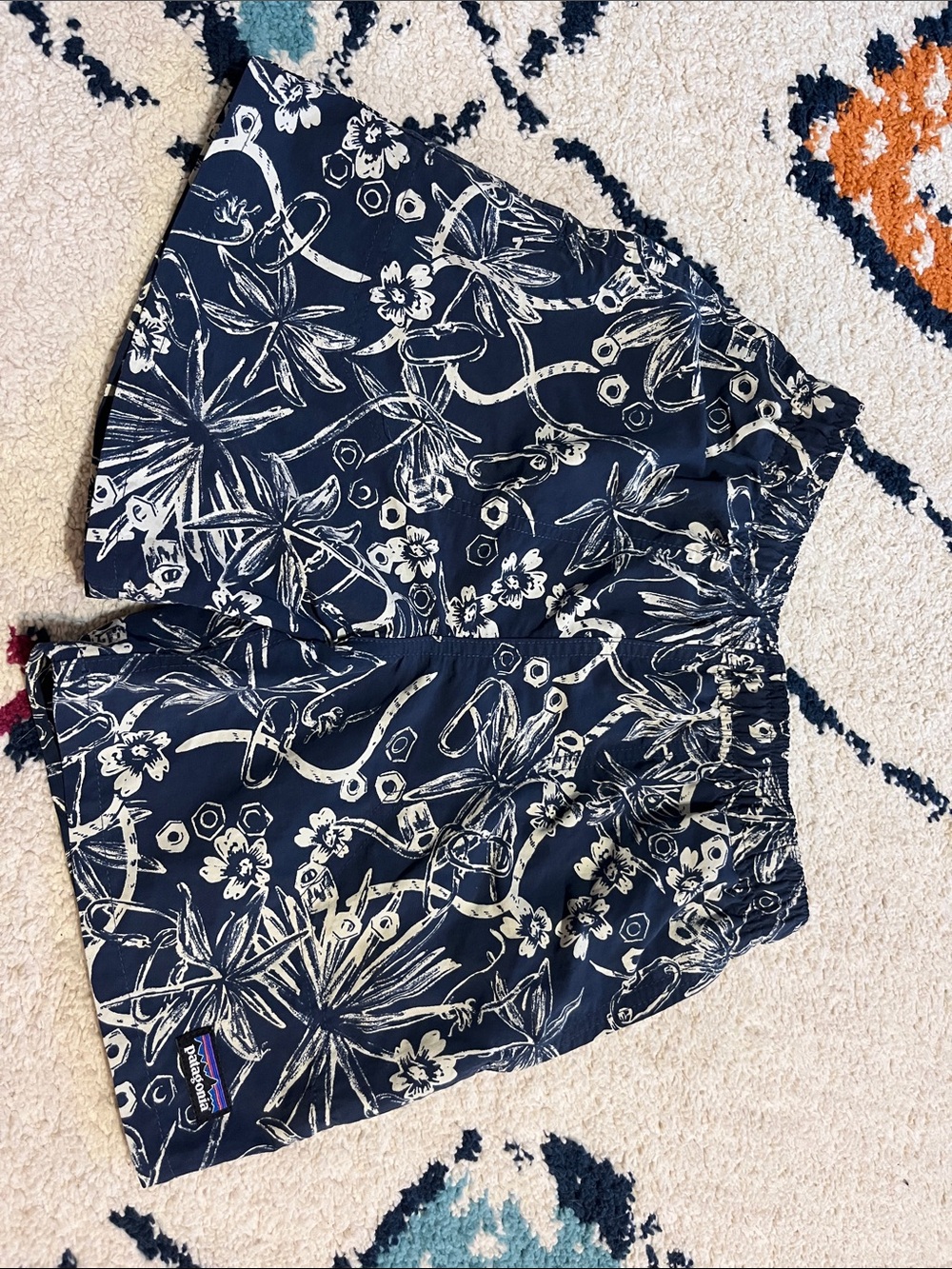 Patagonia Navy and White Floral Elastic-Waist boy’s  Shorts